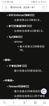 cod20，多人及僵尸更新修复日志：[link src=&#34;&#34; url=&#34;https://www.callofduty.com/patchnotes/2023/12/call-of-duty-modern-warfare-iii-season-1-patch-notes.html&#34; safe=&#34;0&#34; type=&#34;1&#34;]网页链接[/link]
cod20，战区更新修复日志：[link src=&#34;&#34; url=&#34;https://www.callofduty.com/patchnotes/2023/12/call-of-duty-mwiii-warzone-season-1-patch-notes.html&#34; safe=&#34;0&#34; type=&#34;1&#34;]网页链接[/link]
战区超模武器惨遭全面削弱！音频问题修复，是否解决未知，僵尸模式闪退问题修复#