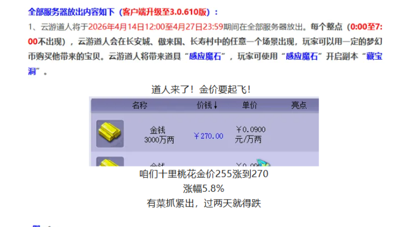 道人来了金价涨！-4月15日4月大改开发测试服测试